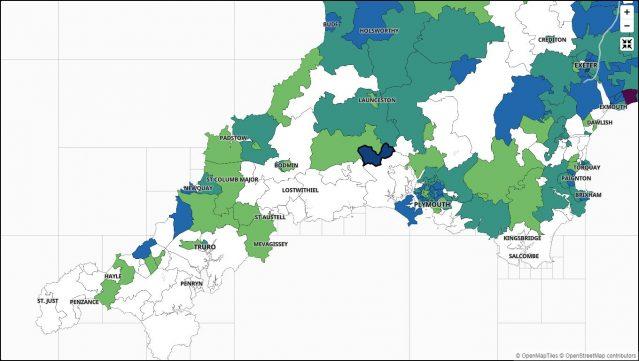 The latest Covid-19 cluster map shows that Callington and Pensilva - which is in Tier 1 - has a higher incidence of the disease than anywhere in Plymouth, which is in Tier 2. The latest Covid-19 cluster map shows that Callington and Pensilva - which is in Tier 1 - has a higher incidence of the disease than anywhere in Plymouth, which is in Tier 2.